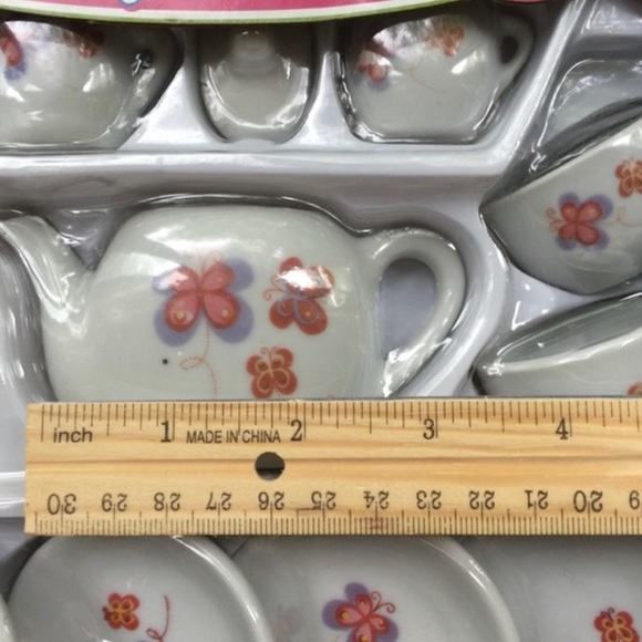 NWT💫Tasty Gourmet Porcelain Play Tea set 12 Piece Butterfly theme - Picture 3 of 3
